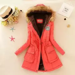 Casaco fino acolchoado de algodão para mulheres, parkas com capuz casual, sobretudo quente acolchoado, outono e inverno, 2023, 2023, emboridery, novo - Wolf Magazine
