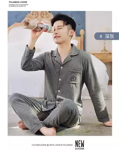 Conjunto de pijamas masculinos de algodão, pijamas masculinos, pijamas adolescentes, roupas de casa, alta qualidade, design de moda, outono, primavera, novo