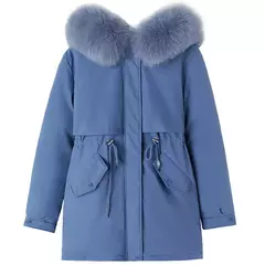 Parka longa de lã com capuz feminino com gola de pele, casaco fino, roupas acolchoadas, neve quente, moda inverno, novo, 2023 - loja online