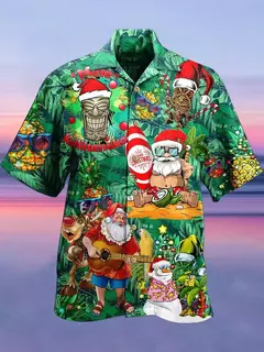 Camisas Tiki de mangas curtas masculinas, estampa 3D, tendência legal da moda, tops havaianos para festas na praia, tops soltos e respiráveis, 2024 - loja online