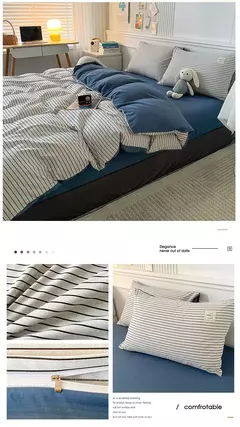Conjunto de colcha de algodão lavada para dormitório estudantil, cama estilo japonês quadriculada outono e inverno, 4 unid - comprar online