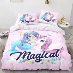 Conjunto de cama unicórnio para crianças, capa de edredão infantil Rainbow Horse, fronha de berço, Lovely Bed Linens - comprar online
