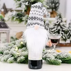 Imagem do Papai Noel Natal garrafa de vinho tampa, ornamento do chapéu, decoração da festa para casa, ano novo, 1 conjunto