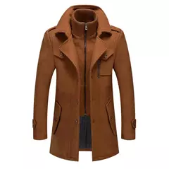 Casaco de gola dupla masculino, jaquetas quentes, casacos à prova de vento, moda outono e inverno - comprar online