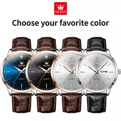 OLEVS-Relógio Quartz de Couro Masculino, Marca do Negócio, Tendência, Semana, Calendário, Luminoso, Impermeável, Moda, Original, Mostrador de 43mm na internet