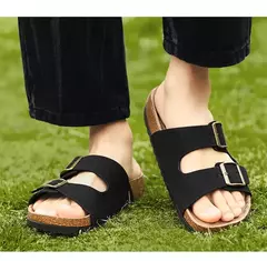 Sandálias masculinas de couro para praia, chinelo confortável, sapatos de marca original, verão 2022 - loja online