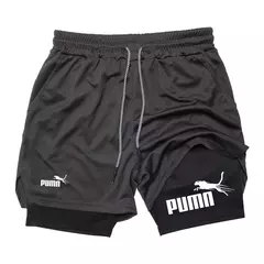 Imagem do Calções de compressão de dupla camada respirável masculino, elásticos, de secagem rápida, multi-funcional, 2 em 1, verão, M-3XL