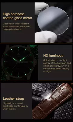 Imagem do Olevs relógios de quartzo dos homens marca luxo casual moda relógio masculino para presentes couro respirável à prova dwaterproof água relógio de pulso luminoso