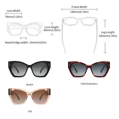 GCV-Óculos Polarizados Femininos, Borboleta, Retangular, Triângulo, Aparência de Acetato, Design de Patentes, Brand Fashion, UV400 - loja online