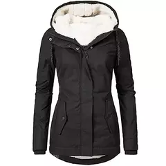 Casacos com capuz com zíper para mulheres, parkas soltas com bolsos, manga cheia, grossos e quentes, jaquetas monocromáticas, casuais e soltas, outono e inverno, 2023 - comprar online