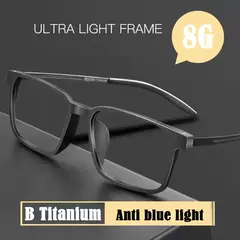 Imagem do Óculos de leitura de bloqueio de luz azul para homens e mulheres, quadro óptico ultraleve óculos quadrados liga de titânio TR90
