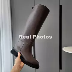 FEDONAS-botas altas de couro genuíno para mulheres, botas grossas de motocicleta, sapatos quentes, outono, inverno, ins, 2022