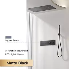 Sistema de chuveiro de bronze preto de luxo wall-mounted led display digital design frio & quente duplo-controle de 4 funções torneira de chuveiro de teto