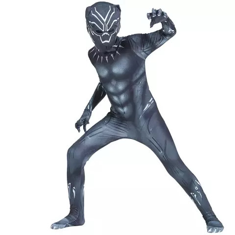 Meninos pantera negra collants super-herói filme personagem cosplay justiça herói máscara conjunto halloween vestir-se crianças fantasia traje