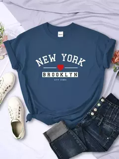 New York Brooklyn City Vibes Carta T-Shirt Mulheres Verão Casual Colheita Top Street Cool Tee Shirt Moda O-Neck Sport T Shirts - loja online