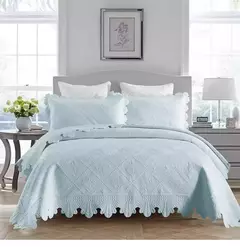 Colcha acolchoada com fronha, 100% algodão, bordado Quilt Set, queen size, tampa da cama, cobertor do verão, tamanho duplo, 3pcs