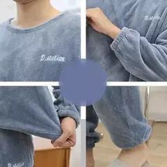 Pijama de lã coral grande masculino, veludo grosso, flanela juvenil quente, conjunto de peles domésticas, outono e inverno na internet