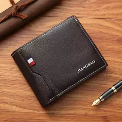Carteira de couro sintético curta bifold masculina, titular do cartão de identificação de crédito bolsa billfold, Business Slim Clutch, monocromática - comprar online