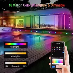 RGB Smart Eaves LED Light, Luzes permanentes ao ar livre, DIY, Sincronização de música à prova d'água, Timer Strings, Holiday Party Decor, Bluetooth