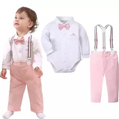 Imagem do Conjunto de suspensão de bebé e menina, fantasia de fotografia formal, fato de Páscoa e dia dos namorados, roupa infantil, presente de festa rosa