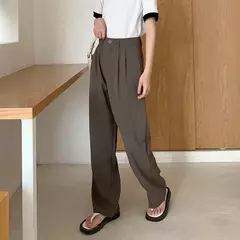 HELIAR-calça feminina de cintura alta, calça reta para senhoras do escritório, botão casual, calça preta solta, nova, outono - comprar online