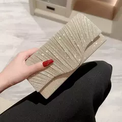 Bolsas de cetim luxuosas para mulheres, bolsa de embreagem banquete lantejoulas, ouro e prata, bolsa para festa de casamento, corrente elegante - loja online