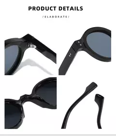 Óculos redondos punk para homens e mulheres, tons de cor dupla, decoração rebites retrô, moldura de lente clara, tendência, UV400 - loja online