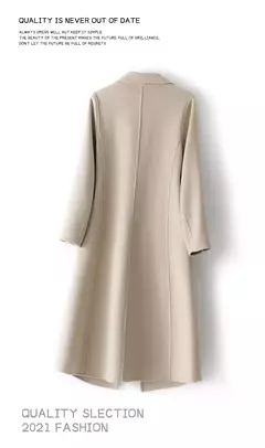 Imagem do 2023 elegante simples casaco feminino outono e inverno novo um botão pura lã reversível casaco de lã longo selvagem top das mulheres