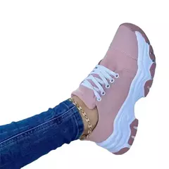 Sapatilhas de plataforma vulcanizada para mulheres, calçados esportivos casuais com renda, calçado feminino confortável, moda feminina, novo 2024 - Wolf Magazine