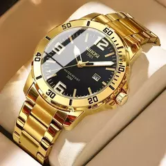 Nibosi-relógios de pulso de quartzo masculino, marca de luxo, negócios, luminoso, à prova d'água, com calendário, para homens, 2024