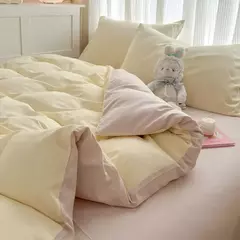 Conjunto de cama de tecido com escova de cor sólida, 2 lados, 4 peças, capa de edredom, fronha, lençol, colcha, único, queen, king size na internet