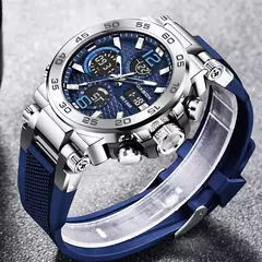 LIGE-Relógio de pulso impermeável LCD Dual Display masculino, relógios esportivos, despertador, militar, quartzo, novo, 50m - loja online
