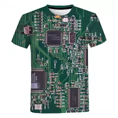 Camiseta gráfica de placa de circuito impresso 3D masculina e feminina, camiseta casual, chip eletrônico, camiseta criativa, tops de ginástica de verão - comprar online