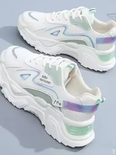 Sapatilhas de plataforma para mulheres, sapatilhas casuais para senhoras, sapatos baixos, verde, 2023