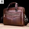 BULLCAPTAIN Maleta Ombro Messenger Bags dos homens de couro genuíno de 14 polegadas Laptop Bag Maleta dos homens Office Business Handbag