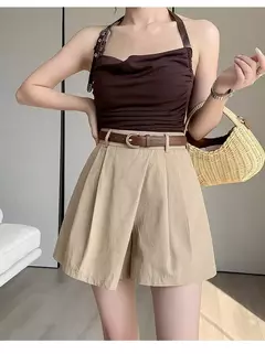 Shorts femininos casuais de cintura alta linha A saias, calças femininas soltas irregulares e chiques, moda verão, novo, 2024 - Wolf Magazine