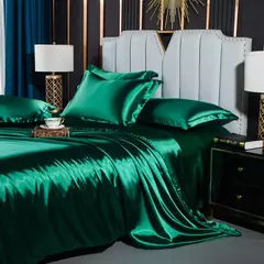 Monocromático Rayon Satin Conjunto de cama, luxo Duvet Cover Kit, Twin Queen e King Size, Home Textile, 3PCs, 4PCs - comprar online