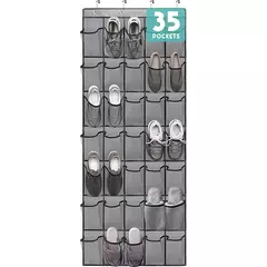 35 bolsos sobre a porta organizador de sapatos grandes bolsos de malha com 4 ganchos tecido transparente sapato rack saco de armazenamento para o quarto na internet