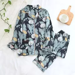 Pijama de manga comprida para senhoras, pijamas, pijamas femininos, 100% viscose, plus size, 3XL, novo para primavera e verão