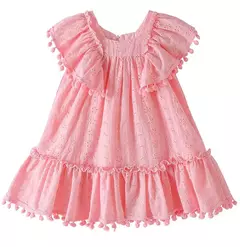 Vestido de manga pequena para criança, saia de bebê, fantasia de menina, algodão puro, borla, grande arco, festa de aniversário, 0-4 anos - comprar online