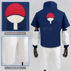 HOLOUN Anime Uchiha Sasuke Cosplay haut bleu curto blanc Cos Convention adulto Versão unissex Halloween cadeau de Noël