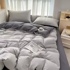 Imagem do Conjunto de cama de tecido com escova de cor sólida, 2 lados, 4 peças, capa de edredom, fronha, lençol, colcha, único, queen, king size