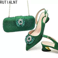 Conjunto de sapatos e bolsas italianos, sapatos de festa para senhoras, decorado com strass, bombas de noiva, designer, novo, 2021 na internet