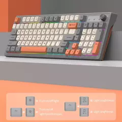 Teclado sem fio multifuncional, Luz do arco-íris, 2.4G, Bluetooth, Conexão de modo duplo, Adequado para computador e laptop, 98 teclas - loja online