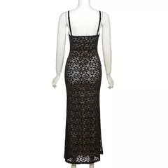 Women's Sexy Monocromatic Lace See Through Sling Vestidos, Sem mangas, Sem costas, Maxi, Formatura, Festa, Clube, Verão, Moda, 2023 na internet