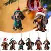 Desenhos animados Cute Dog Natal Enfeites, Xmas Tree Pendant, Fun Dachshund, Pendurado Decoração Presente, Fontes do partido, Casa, Decoração do carro