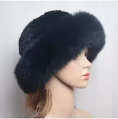 Imagem do Chapéu de pele de vison genuíno para mulheres gorro de malha natural de luxo chapéu de malha artesanal pele de raposa real moda inverno quente, novo