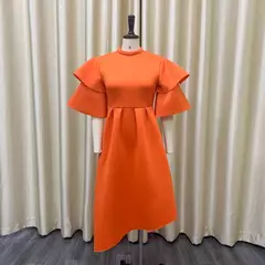 Vestido longo de babados fairyshely sólido para mulheres, manga curta, grande e grande, festa de verão para mulheres, vestido curvilíneo apertado, tamanho grande, 2021 na internet