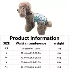 Fraldas para cães masculinos, laváveis, fofas, reutilizáveis, de alta absorção, à prova de vazamento, calças fisiológicas para cães, 6 cores - loja online