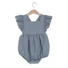 Romper com babados para menina, romper sem mangas, algodão e tecido de linho para recém-nascido, roupas de verão na internet